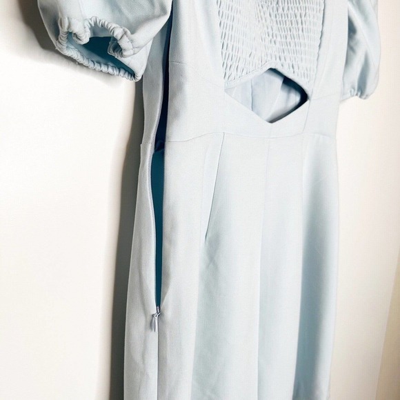 NEW French Connection Berina Whisper Puff Sleeve Mini Dress Women's Blue Size 4 - Picture 4 of 9